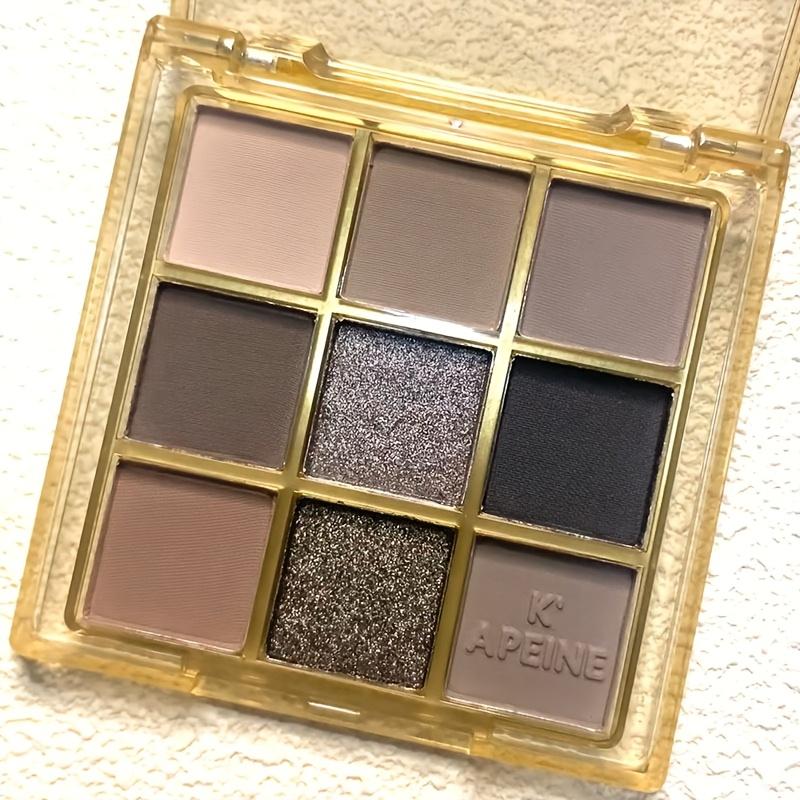 9 Colors Matte Eyeshadow Palette, Earthy Tones with Black and Brown, Waterproof & Sweat-Resistant, Suitable for Cold Light Beige Types