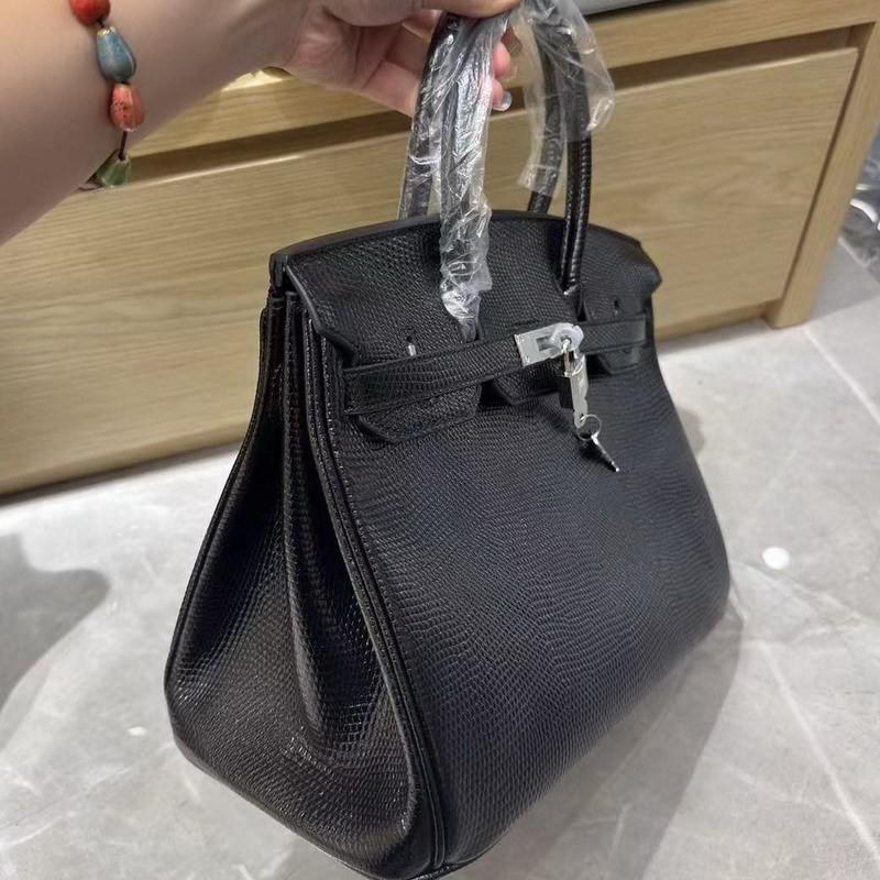2025 New Authentic Leather Top-layer Cowhide Lizard Pattern Platinum Bag Handbag Large Capacity Women's