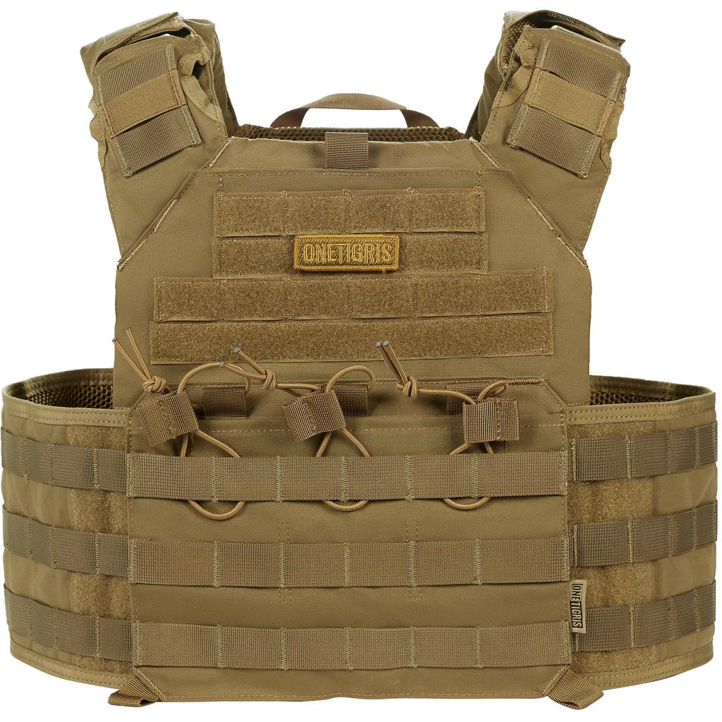 OneTigris Adjustable Tactical Vest 500D Nylon MOLLE Plate Carrier with Quick-Release Straps Breathable Military Gear for Men