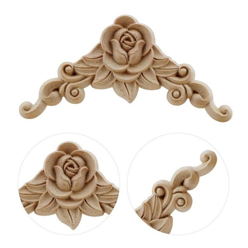 Furniture Parts Wooden Figurines Crafts Corner Appliques Frame Wood Carved Woodcarving Decorative