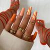 Medium and Long Ballet Nail Patch, Orange Ripple Bright Color European and American Fake Nails