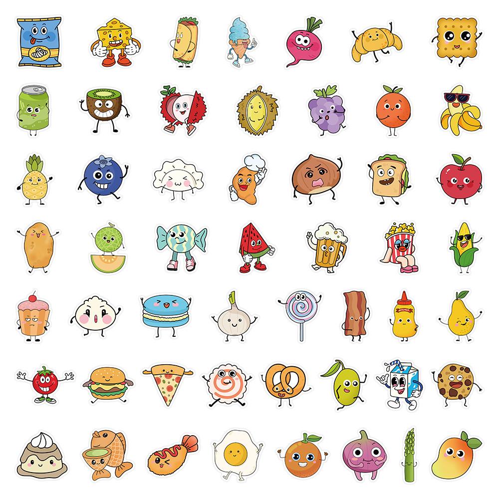 52-Piece Minimalist Fresh Food B Stickers - Cute Decorative Decals for Hand Journals, Phone Cases & Water Bottles