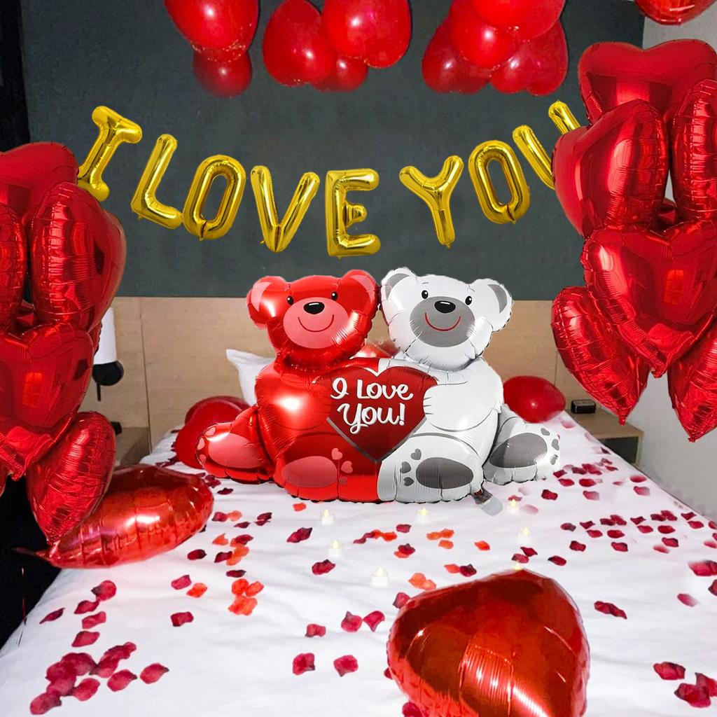 1 Set goldenes „Ich liebe dich“-Ballonbär-Liebesset, für Heiratsantrag zum Valentinstag, Geburtstag, Jahrestag, romantische Innendekoration