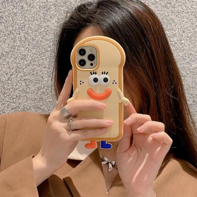 Funny Cute Sausage Mouth Toast Silicone Phone Case For iPhone 13 12 11 Pro Max Cartoon Bread Protective Soft Back Cover