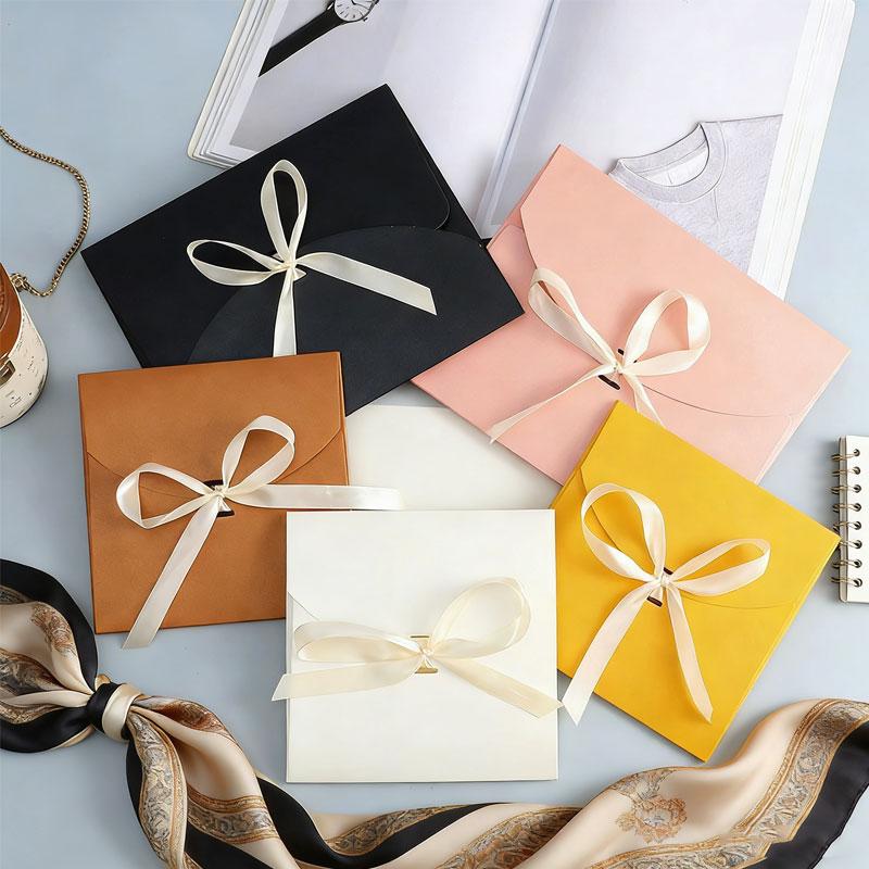 1Pc Pearlescent Paper Gift Wrapping Gift Box Practical Packaging Box Minimalist Ribbon Silk Scarf Packaging Envelope-style