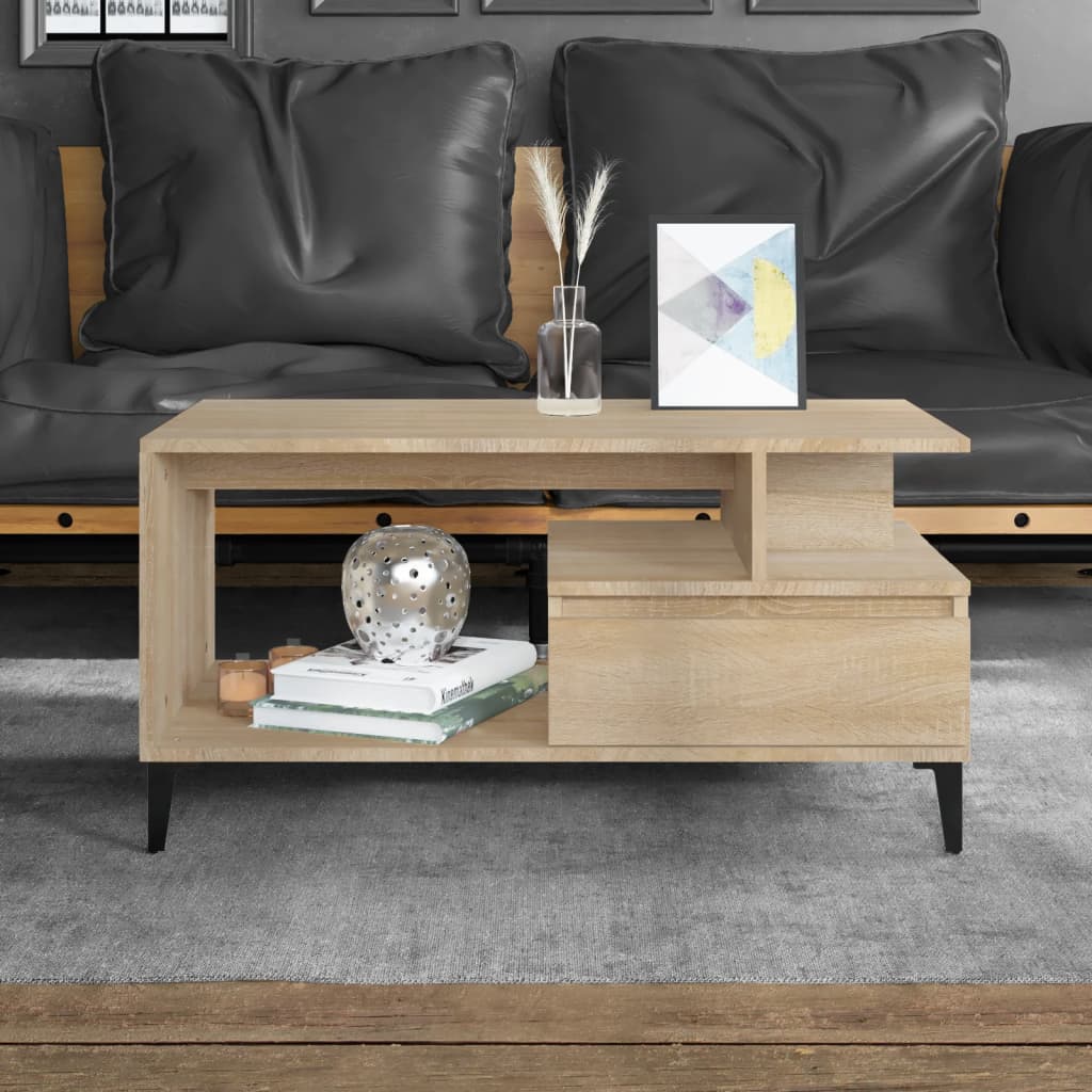 Vidaxl Stolik Kawowy, Dąb Sonoma 90X49X45 Cm, Materiał Drewnopochodny