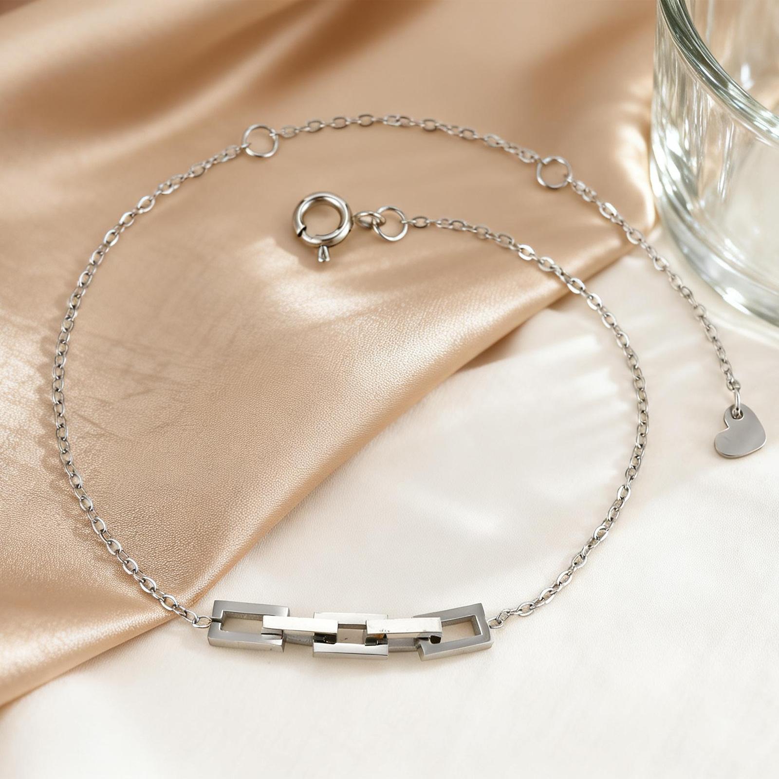 

Vnox New Trendy Minimalist Gold Plated Splice Bracelets for Women, Tainless Steel Five Section Square Buckle Bracelet Jewelry