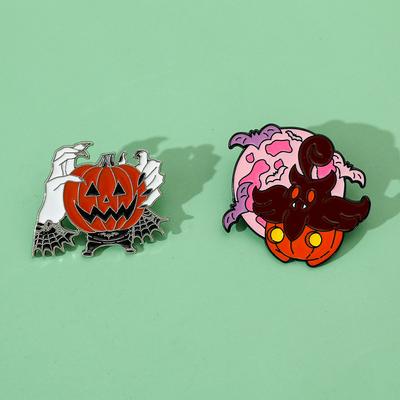 Horror Halloween Styling Pumpkin Metal Badge Ghost Hands Funny Little Pumpkin Alloy Drip Brooch
