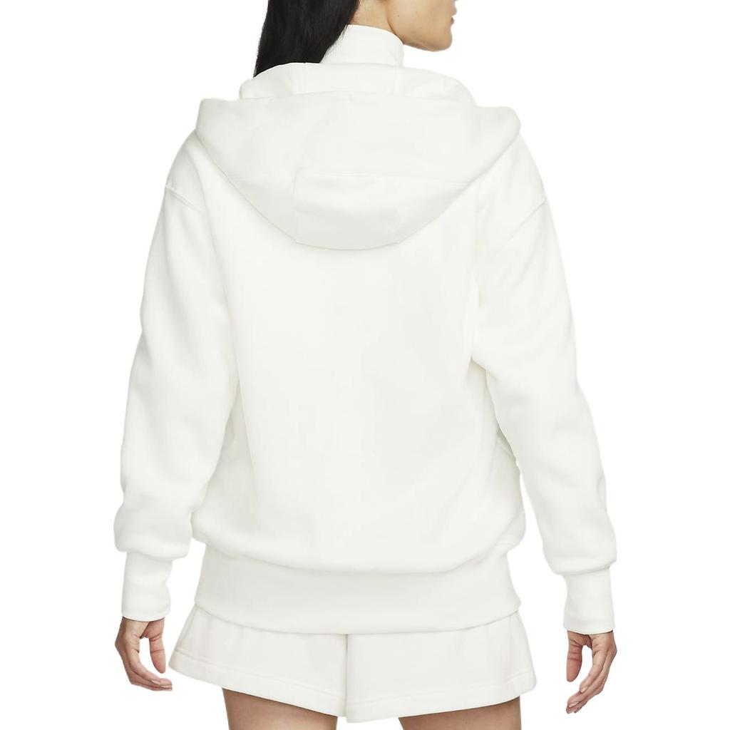 Nike Solid Color Logo Print Full Zip Hoodie With Long Sleeves Women Tops White DQ5759-133