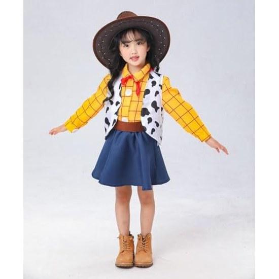 SCLYX Woody Costume Girls Cute Halloween Cosplay Kindergarten Kids Event Outfit #23065