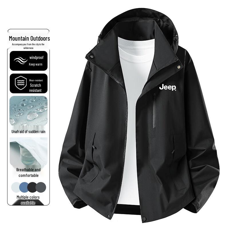JEEP Men s Hooded Windproof Outdoor Jacket L