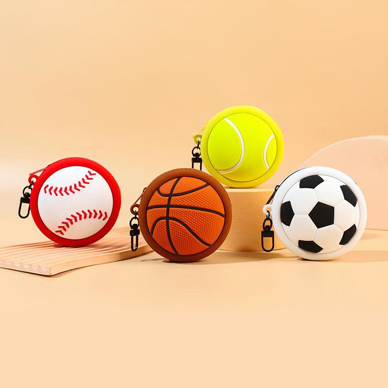 WTEMPO Creative Sporty Mini Coin Purse Ball Series Zipper Soft Storage Bag DIY Casual Headphone Case and Hanging Accessory Various Ball Game Souvenirs