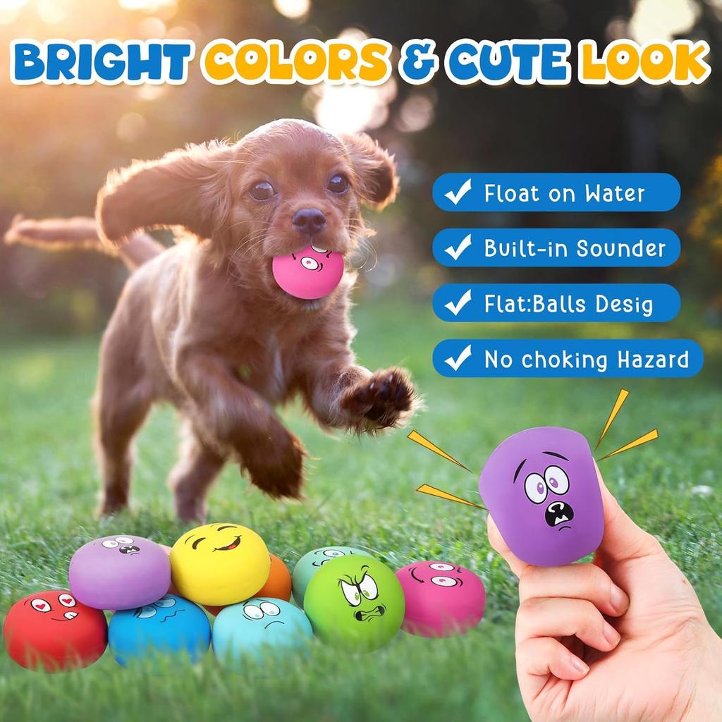 Hungdao 20 Pack Dog Squeaky Balls Soft Latex Squeaky Dog Toys Small Interactive Pet Chewing Toys for Puppy Training Interactive Fetch Play(Face)