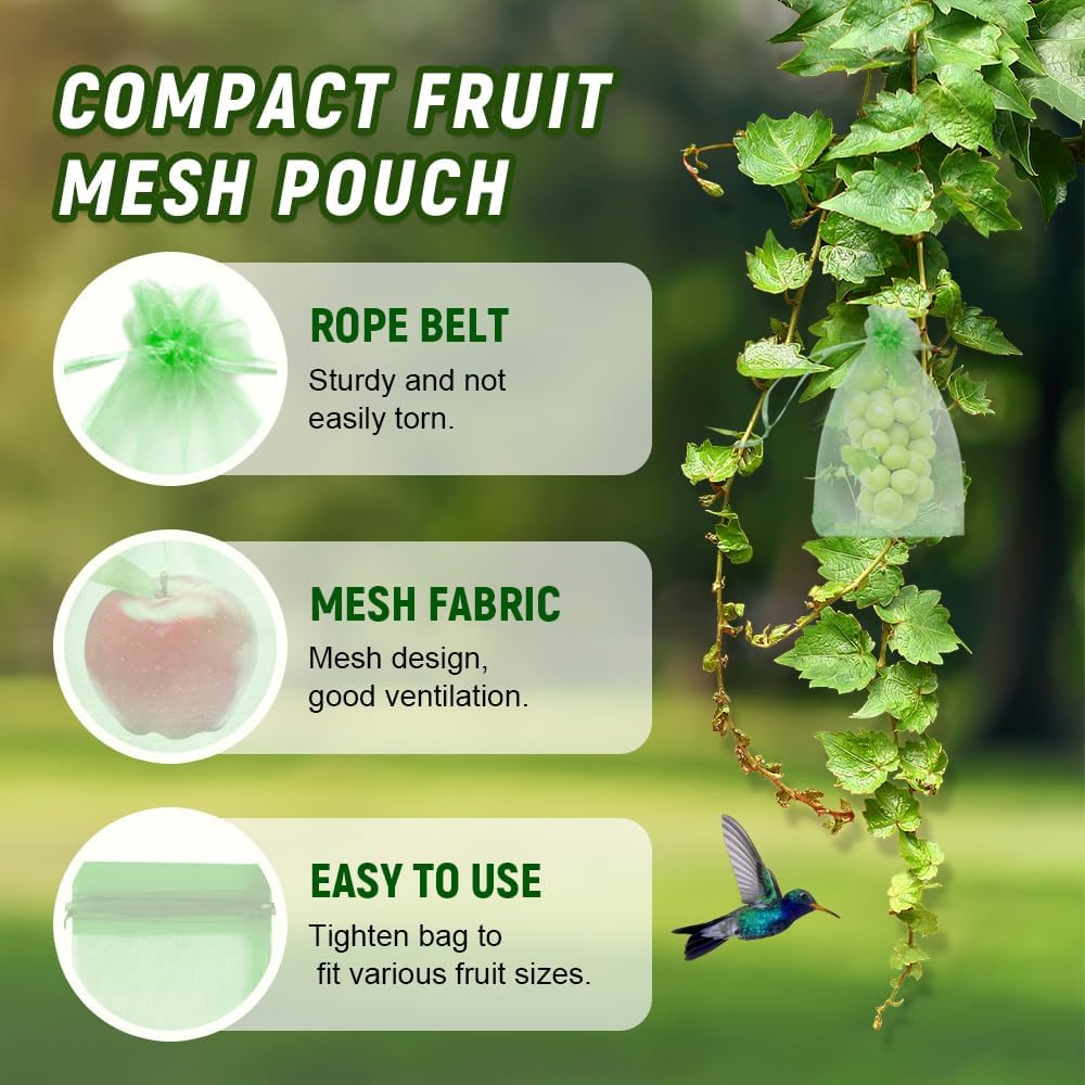 100Pcs Drawstring Fruit Protection Bags, Mesh Garden Covers (4 * 6 in) | Protects fruit from birds, insects pests