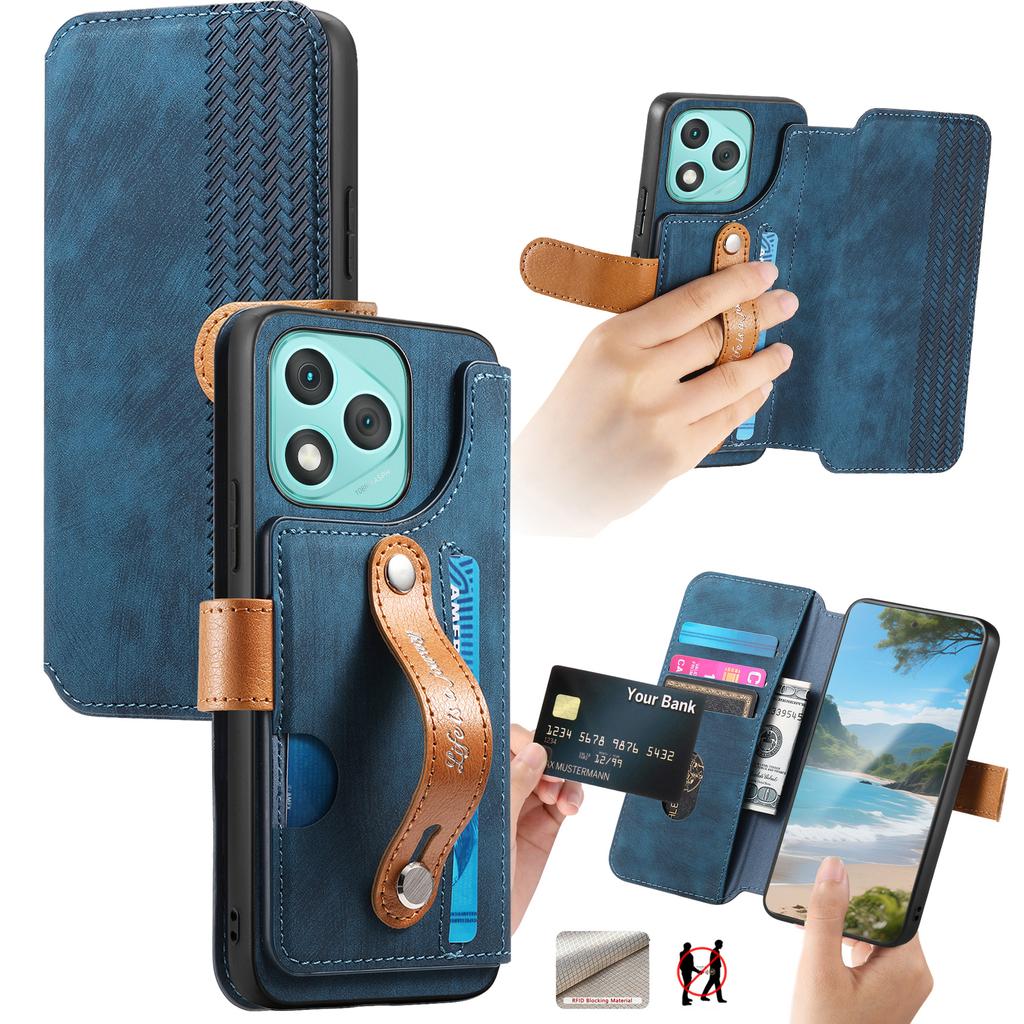 For Honor 400 Lite Case Wallet Retro Leather Phone Cover with Wristband Kickstand