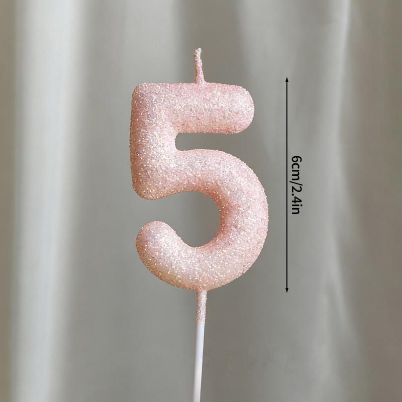 Pink Crown Candle Birthday 0-9 Number Cake Decoration Digital Candles Dessert Insert Decor Party Anniversary Day Cake Decor
