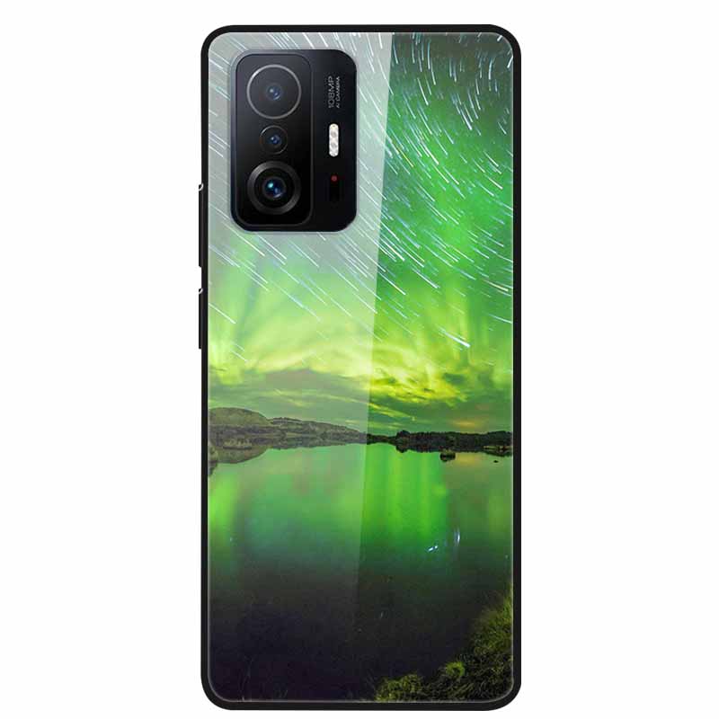 Case For Xiaomi 11T Pro Glass Hard Tempered Glass PC Phone Cover For Xiaomi Mi 11T 11 T Pro Shockproof Landscape Cute Capa Coque