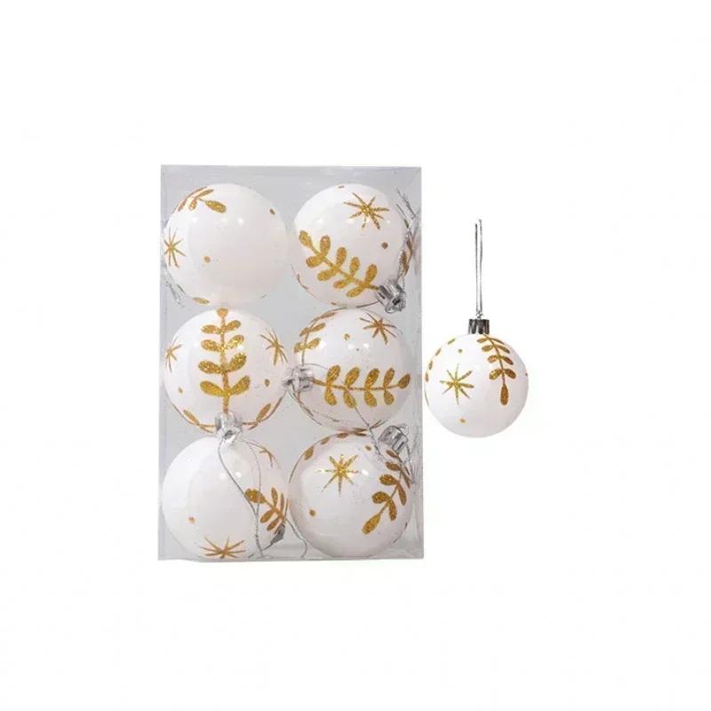 6Pcs Christmas Decorative Balls Green Xmas Tree Pendants Red Snowflake Branches Style Home Christmas Party Decoration Toy Balls