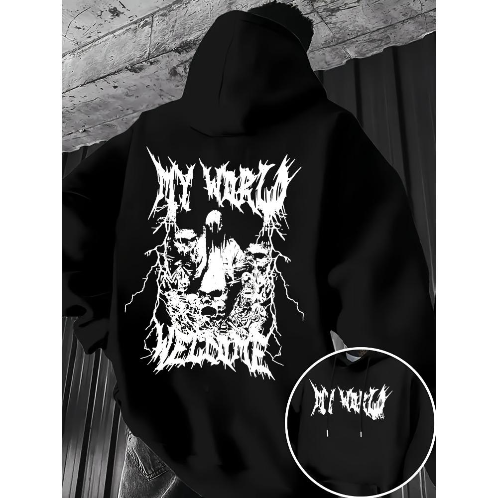 

Men s Autumn and Winter Fashionable Printed Hooded Sweatshirt with Letter Patterns Printed on Both Sides, Casual Hooded Sweatshirt S