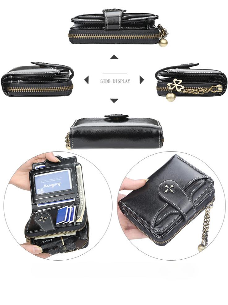 Baellerry Women's Wallet Fashion Short Purse Tassel Card Holder with Multiple Card Slots Zipper Coin Purse