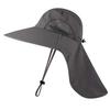 50+ Upf Outdoor Wide Brim Fishing Hat With Neck Flap, Dark Grey
