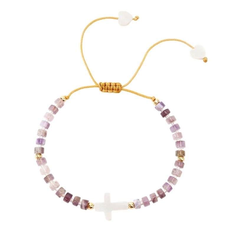 Elegant Beaded Crosses Charm Bracelet With Adjustable Size Suitable For Daily Wear And Gifts