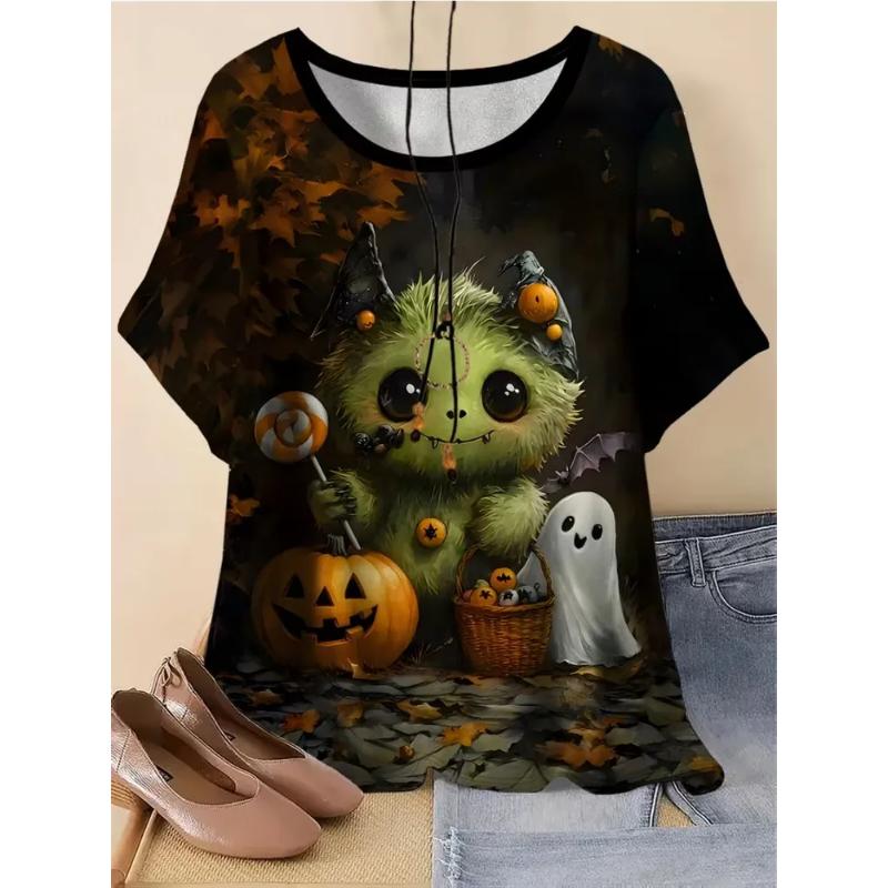 Fashion Women's Crew Neck Short Sleeve 3D Casual Color Printing Casual Short Sleeve Crew Neck T-Shirt