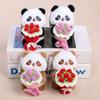 Panda Holding Flowers Keychain Cute Plush Stuffed Animal with Knitted Bouquet