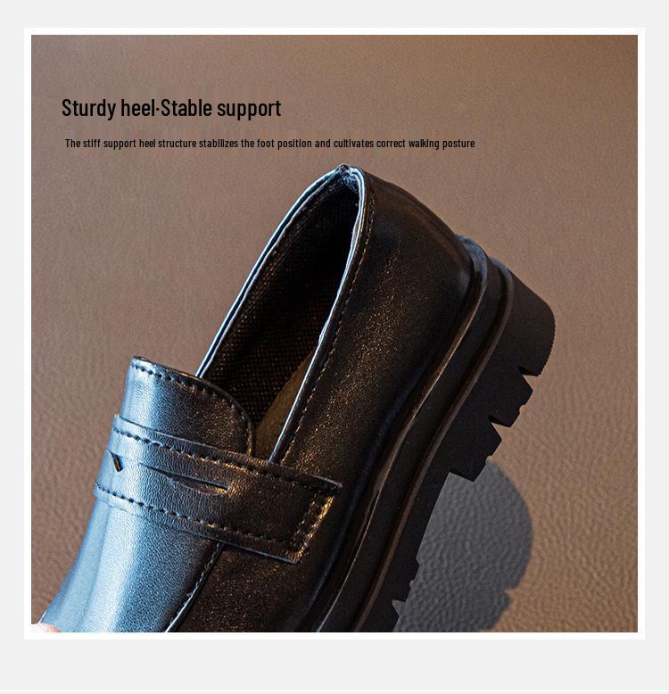 Children's Black Leather British-Style Retro Princess Shoes for Spring & Autumn 2025