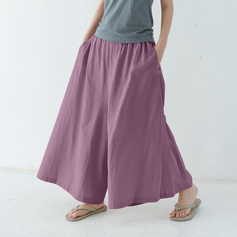 Rakuten Kadın Keten Pamuk Çok Renkli Bol Geniş Paça Cepli Culottes – Ekstra Uzun İlkbahar/Yaz Günlük Pantolon 2021 Koleksiyonu.