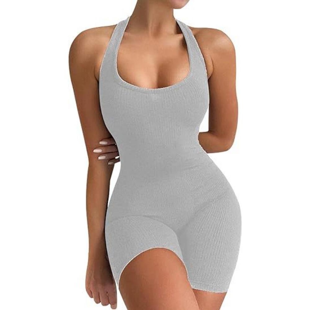 Dam Natrelax Sexig Body Tanga Ärmlös Halter Racerrygg Höghalsad Tanktoppar Bodysuits för Utgång
