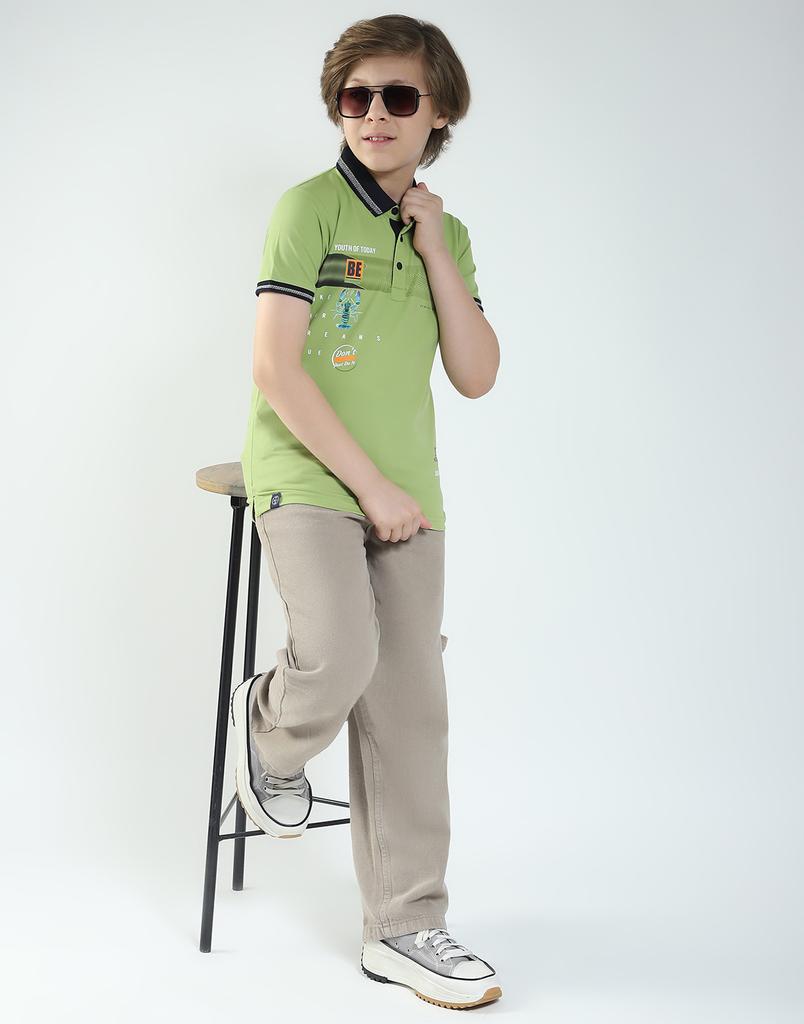MONTE CARLO Boys's Regular Fit Printed Polo Half Sleeve T-Shirt