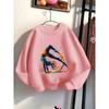 Girls' Crewneck Sweatshirt - Dynamic Figure Yoga Pose Artwork Splash Machine Washable, Spring And Autumn