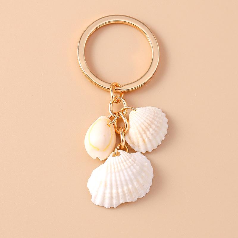 Aihua Fashion Y2K Gold Color Cute Starfish Pearls Conch Shell Keychain Key Rings for Men Women Handbag Pendants DIY Jewelry Gift