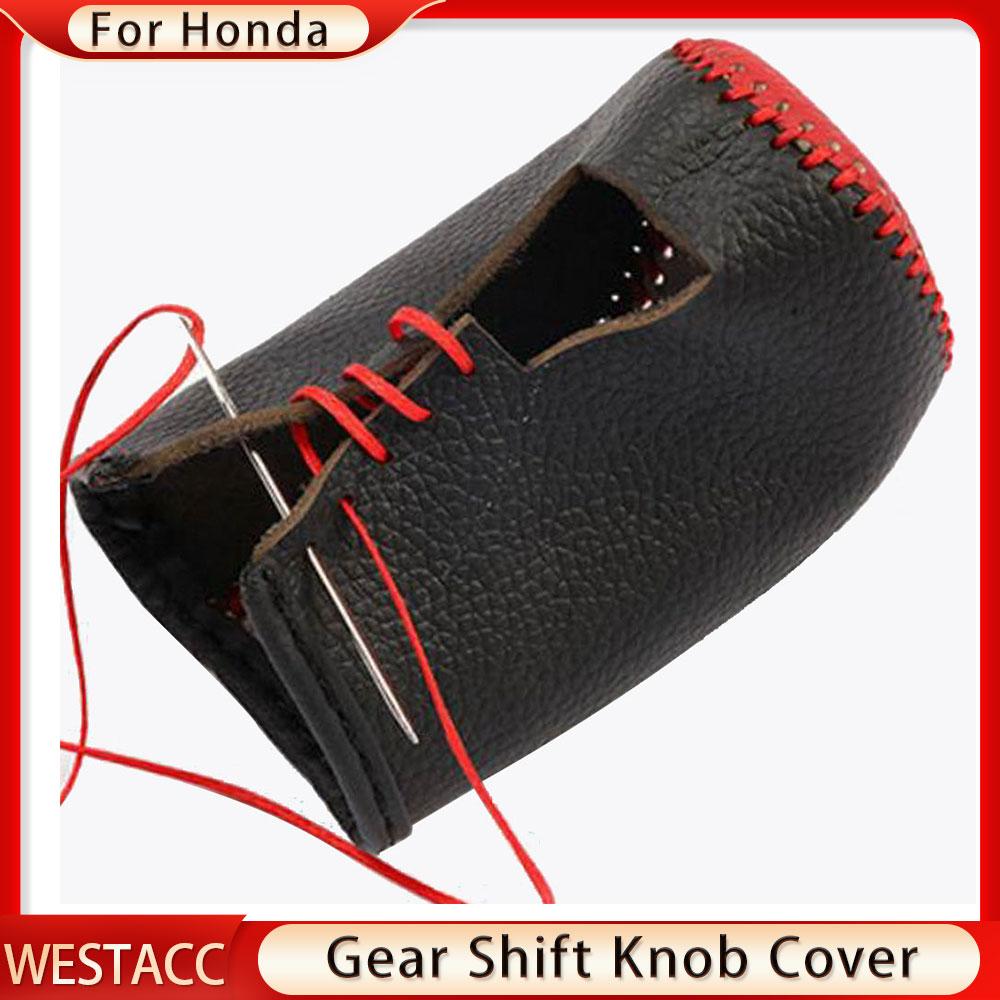 Genuine Leather Car Gear Shift Collars Case Gear Head Shift Knob Cover for Honda Civic X 10th 2016 -  AT