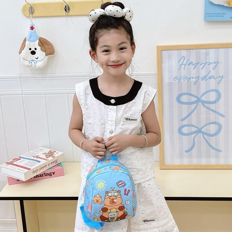 Pattern Capybara Kids Backpack With Cartoon Print Schoolbag Breathable Gift