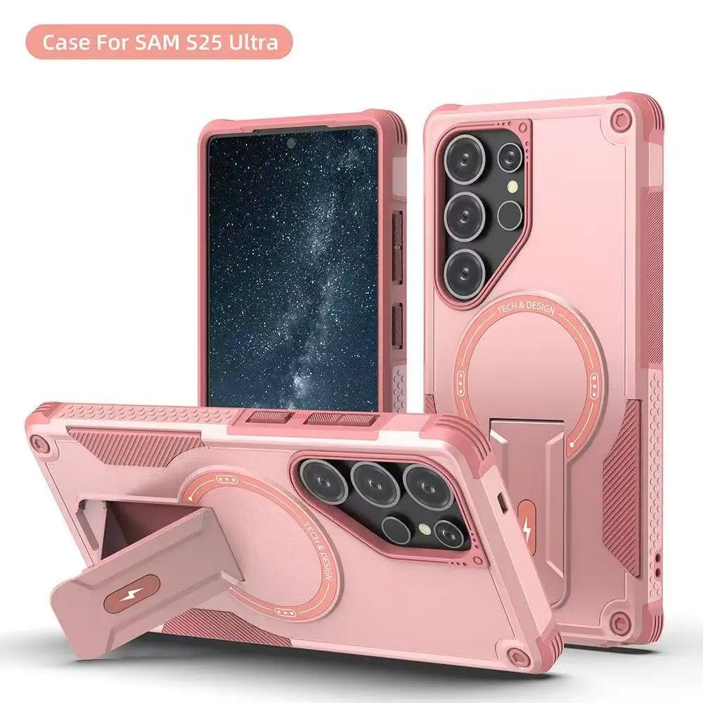 Armor Magnetic Case for Samsung Galaxy A56 A36 A26 A06 A05S A15 A14 5G4G S25Ultra Plus Magsafe Wireless Charge WIth holder Cover