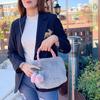 Luxury Faux Fur Bag Women's Plush Woven Handle Handbag Thin Chain Shoulder Bag With Cherry Pendant Magnetic Buckle Crossbody Bag
