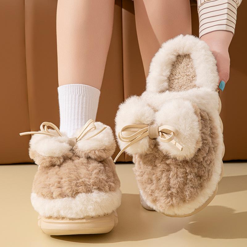 Casual Color Matching Cotton Shoes Autumn and Winter Indoor Home Warmth Comfortable Plush Household Cotton Slippers