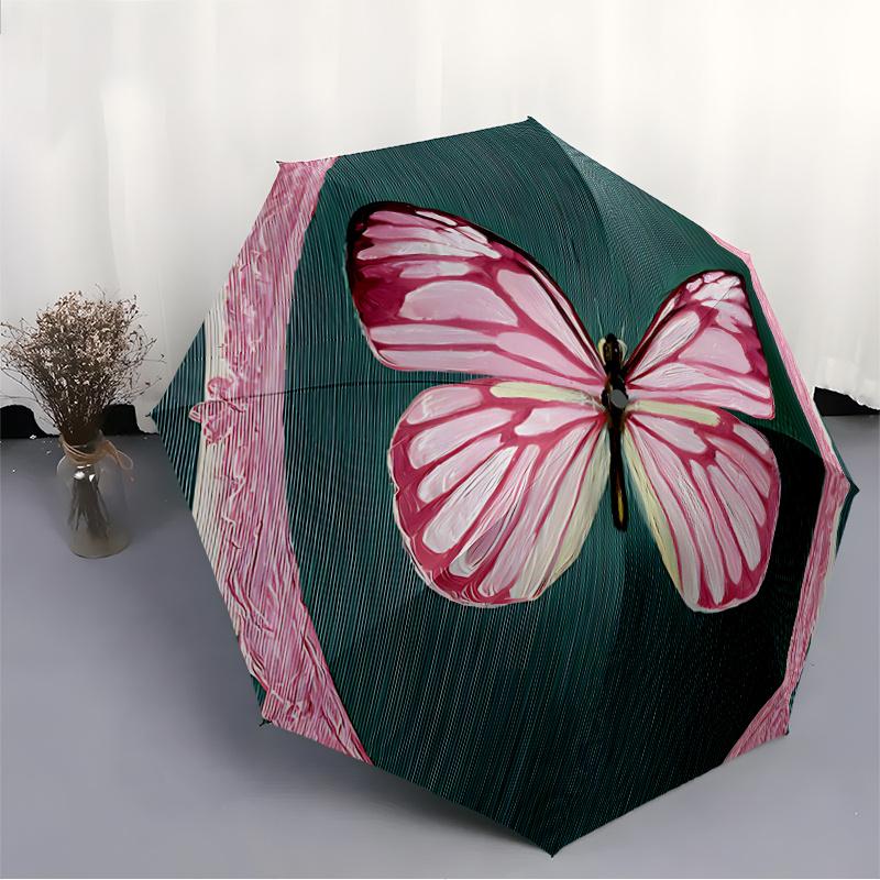 1pc Butterfly ArtworkAutomatic Open/close Umbrella, 8-Rib sturdy structure, Portable Travel Umbrella, Parties, Everyday Usec22