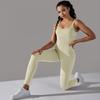 Seamless Knitted Thread Solid Color Tight Flat Collar Jumpsuit For Sports Running, Fitness Yoga, And Fitness