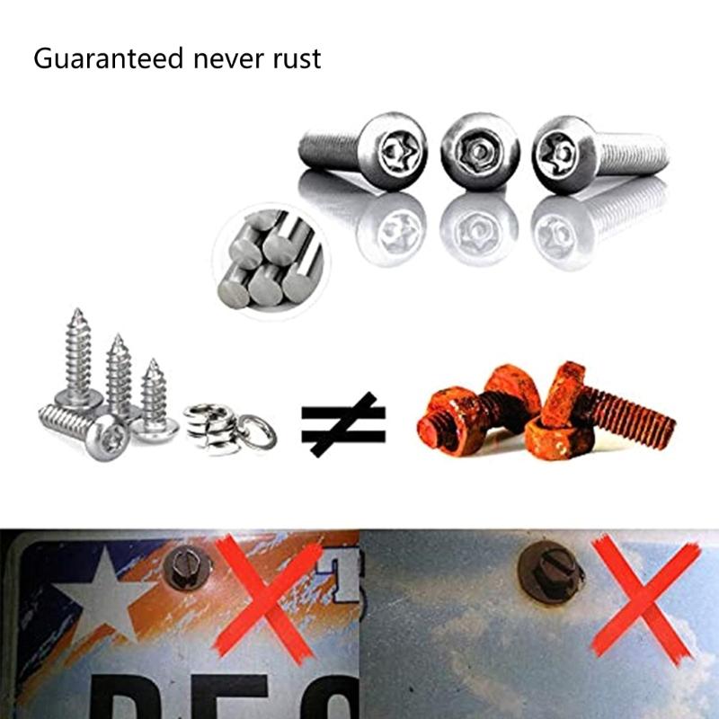 Anti Theft Auto Security License Plate Screws Accessory StainlessSteel Screws