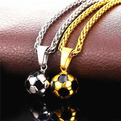 Sports Product Football Necklace with Stainless Steel Chain Necklace Football Boy's Gift Necklace for Men