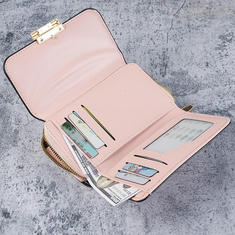 New Fashion Women Wallet Multi-card Slot Large Capacity Billfold Vintage Multi-functional Coin Purse Short Leather Small Purse