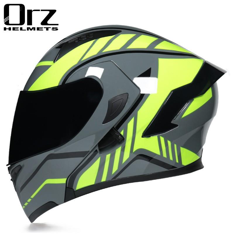 Full Face Motorcycle Helmet With Visor Flip-Up Men Women Adult ABS Safety Winter Riding Gear Gray Black