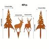 4pcs Vintage Rustic Metal Spruce Tree and Deer Garden Stakes,Outdoor Lawn and Patio Decoration Plant Plug,Suitable for Christmas
