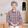 Mid-Length Pure Cotton Shirt for Elderly Women - Three-Quarter Sleeve Top for Spring/Summer
