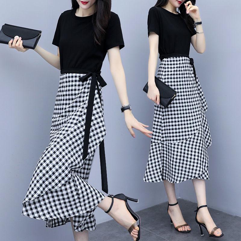 Elegant Plaid Suit Dress 2026: Women's Waist-Cinched Two-Piece Set