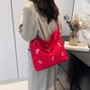 Large Capacity Stylish Canvas Tote Bag For Students In Trendy Black Red And White Colors