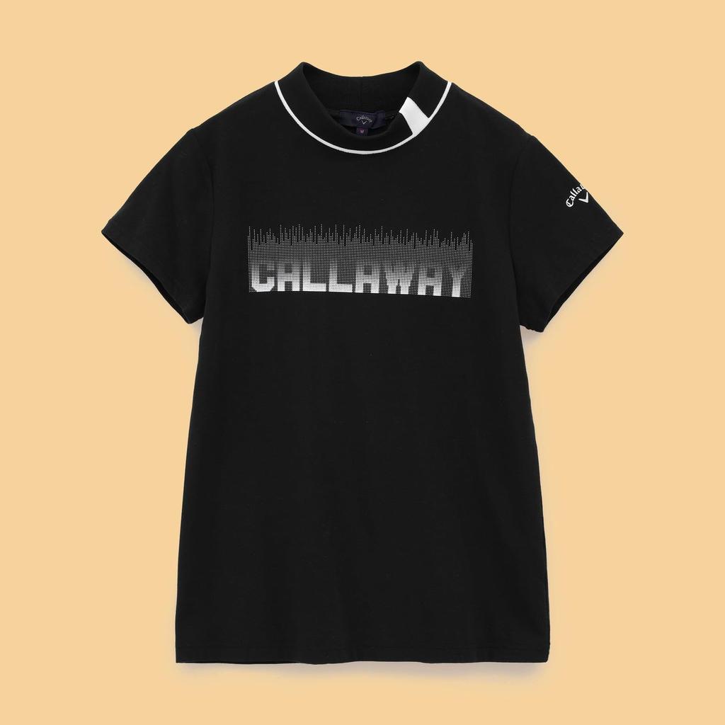 Callaway Short Sleeve Mock Neck Shirt Logo Golf Undershirt C24234201 Women's (Stretch, Print) / / 1010_Black